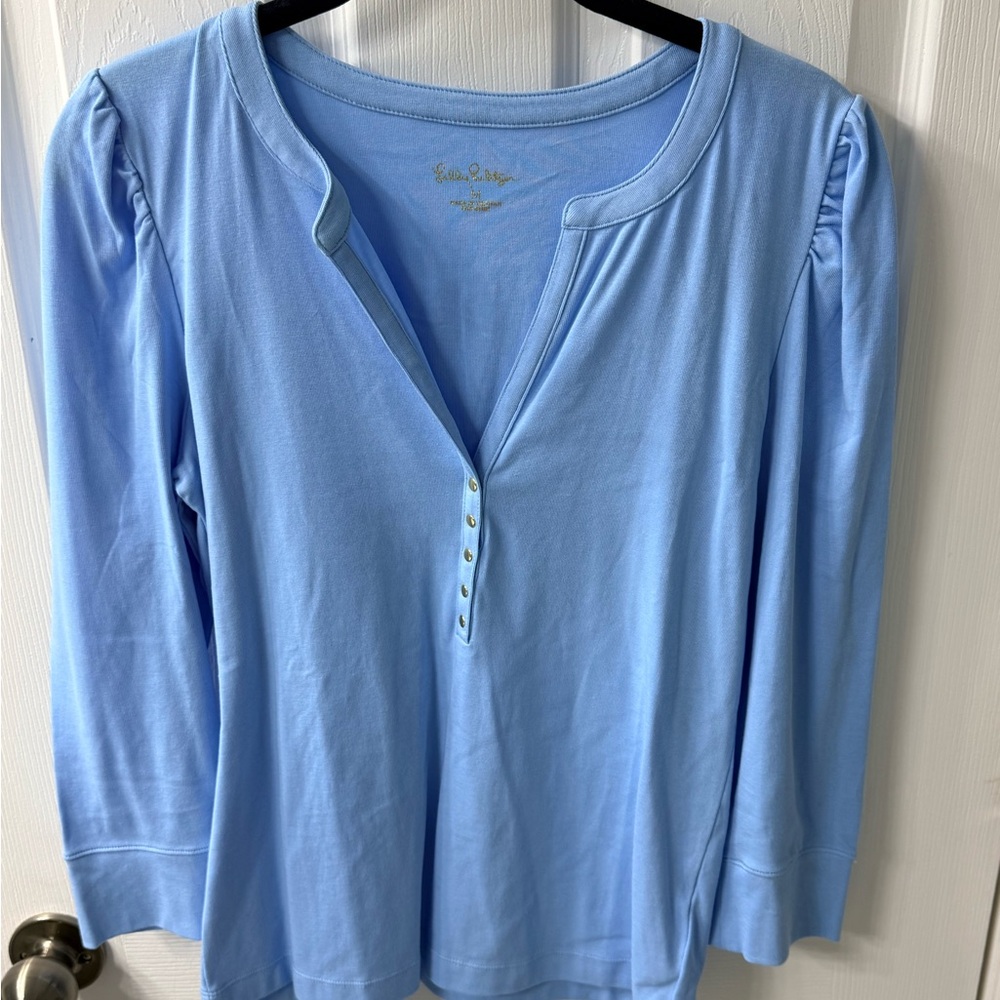 Lilly Pulitzer Marlie Long Sleeve Knit Top in French Blue M